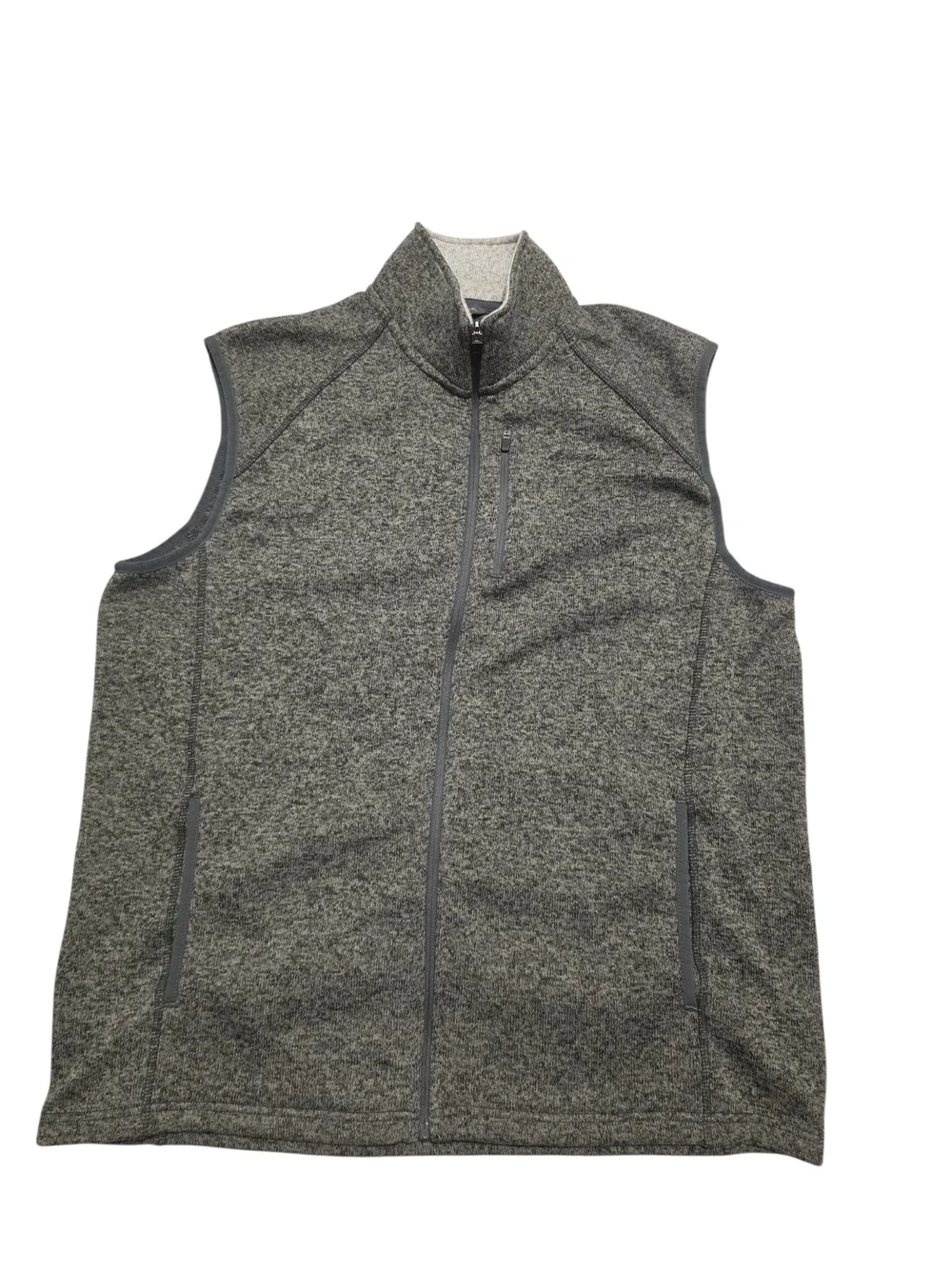 Eddie Bauer Men's Gray Heathered Full-Zip Sweater Fleece Vest